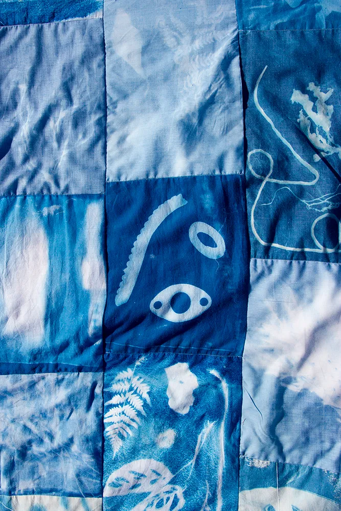 fogo island cyanotype quilt